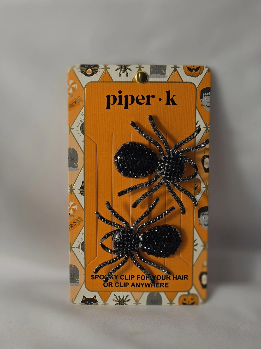 Piper Black Glitter Spider Hair Clips